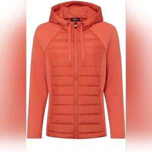 Olsen Spiced Orange Henny Jersey Hooded Puffer Jacket M-L Excellent Condition